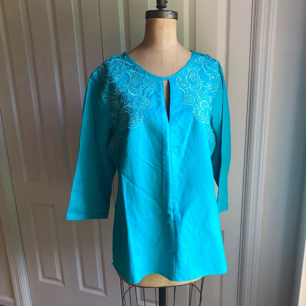 Appraisal Blue Embroidered Blouse